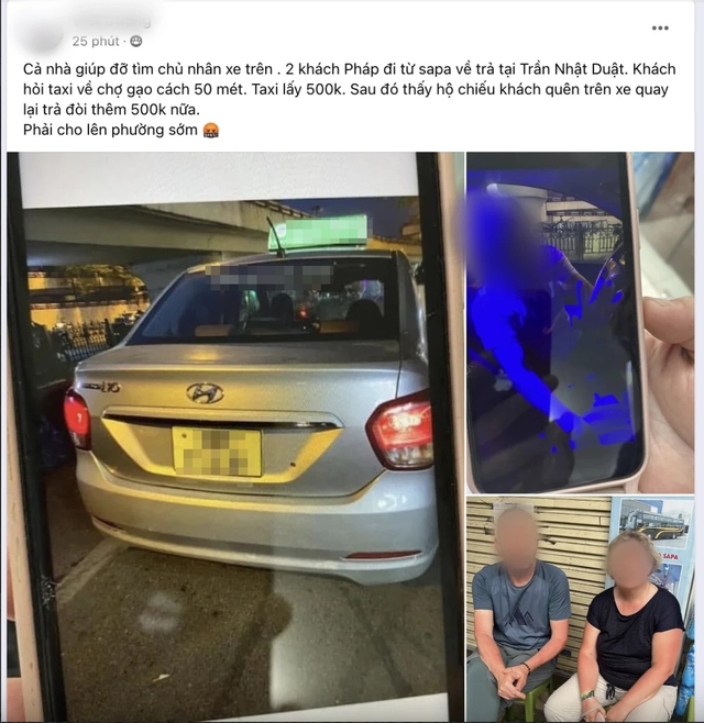 Bài viết tố tài xế taxi “chặt chém” 2 du khách Pháp được đăng tải trên mạng xã hội