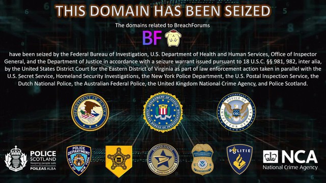 Giao diện của BreachForums bị FBI kiểm soát và thay đổi nội dung