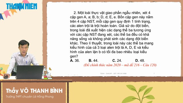 Giáo viên hướng dẫn ôn thi tốt nghiệp THPT môn sinh học