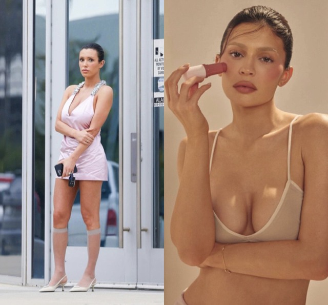 Không chỉ có Kim, Kylie Jenner cũng bị cho là copy phong cách của Bianca. Trong bức ảnh quảng cáo mới nhất cho hãng mỹ phẩm do mình làm chủ, nữ triệu phú 27 tuổi rũ bỏ vẻ ngoài quyến rũ đặc trưng và chọn style đơn giản hơn với áo ngực màu nude, đôi lông mày tẩy trắng và kiểu búi tóc gọn gàng. Người hâm mộ bày tỏ: 