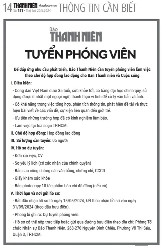 Tuyển nhiều phóng viên - Ảnh 1.