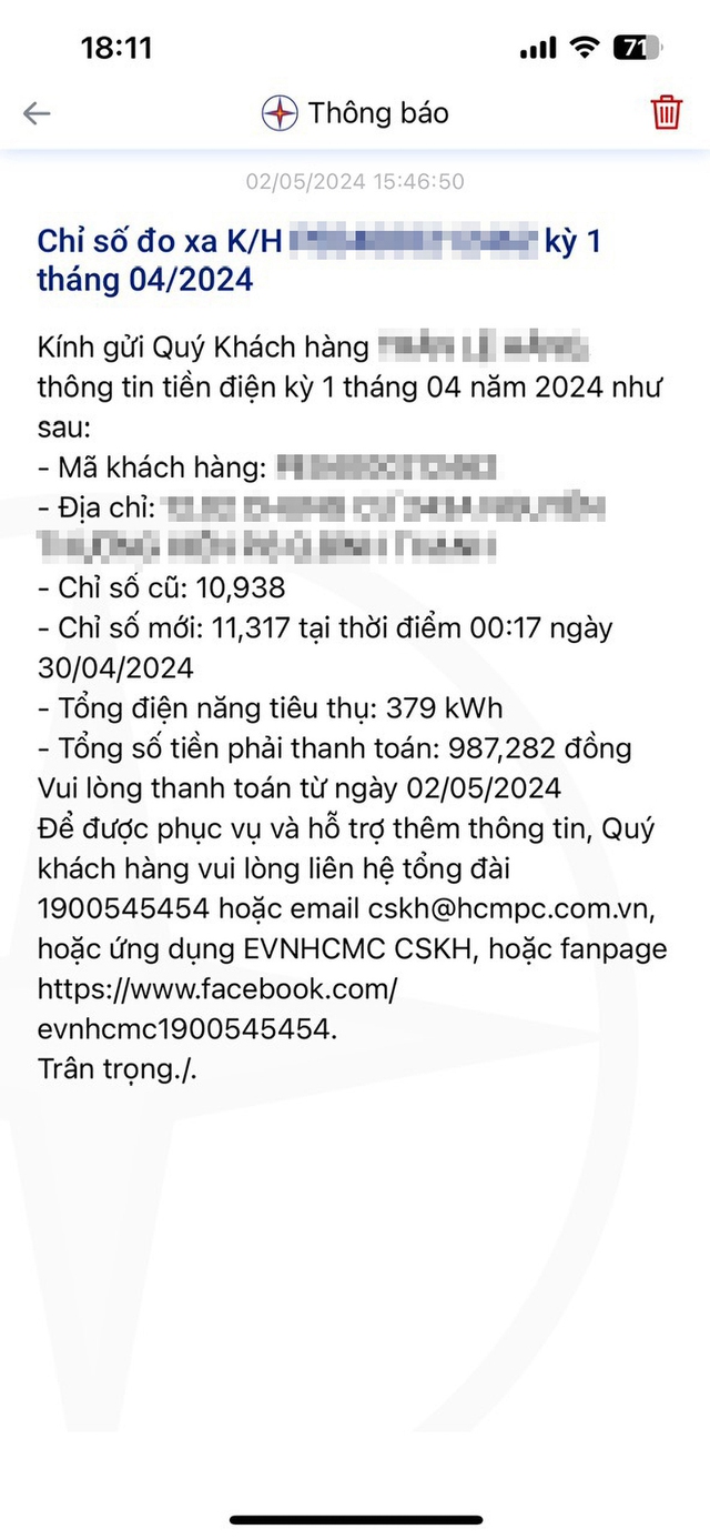 Hóa đơn tiền điện của nhiều gia đình trong tháng 4 cao gấp 3 lần so với tháng 3