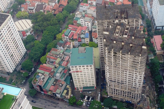 Sau hàng chục năm triển khai, dự án Thành An Tower chỉ là một khối bê tông sừng sững