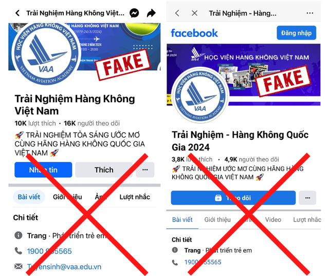 Nhiều fanpage mạo danh Học viện Hàng không VN để quảng cáo khóa học trải nghiệm hàng không hè cho học sinh
