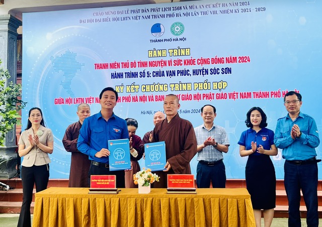Hội Liên hiệp thanh niên Việt Nam TP.Hà Nội đã ký kết phối hợp với Ban Trị sự Giáo hội phật giáo Việt Nam TP.Hà Nội