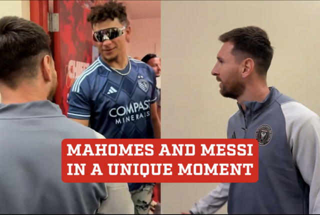 Khoảnh khắc Patrick Mahomes (giữa) gặp Messi được báo chí Mỹ đánh giá rất thú vị