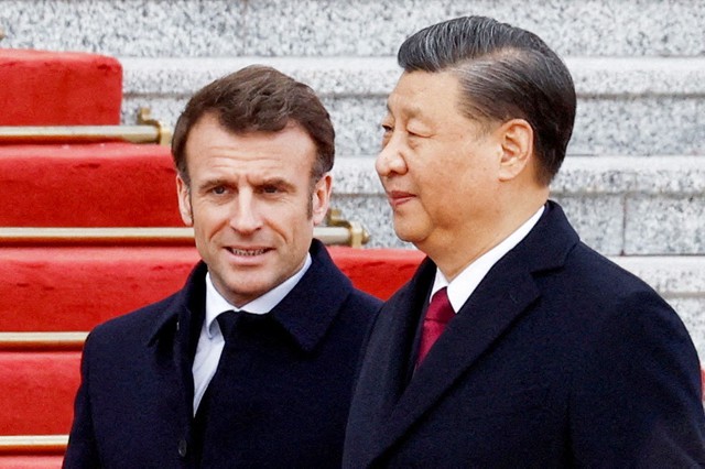 Chủ tịch nước Trung Quốc Tập Cận Bình tiếp Tổng thống Pháp Emmanuel Macron tại Bắc Kinh tháng 4.2023