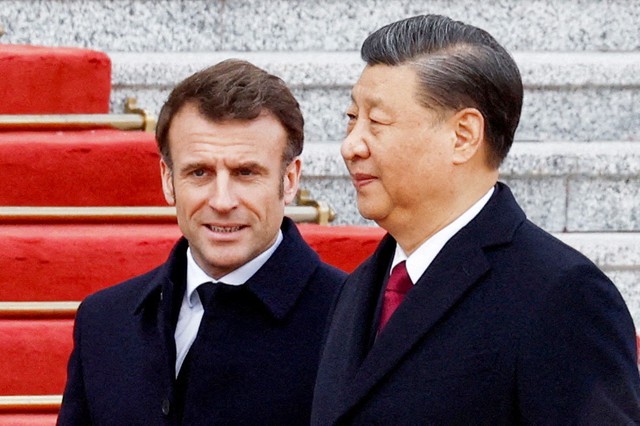 Chủ tịch nước Trung Quốc Tập Cận B&igrave;nh tiếp Tổng thống Ph&aacute;p Emmanuel Macron tại Bắc Kinh th&aacute;ng 4.2023