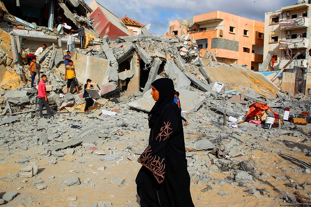 Một ngôi nhà đổ nát ở Gaza hôm 5.5