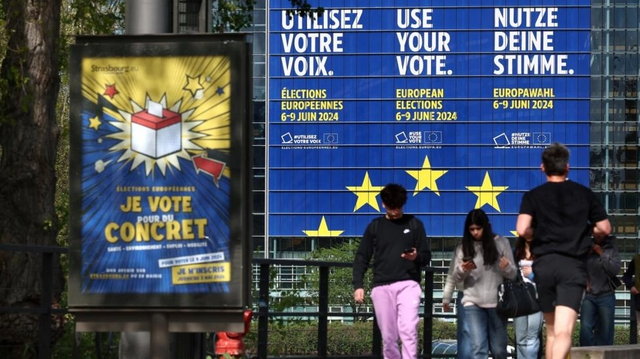 Áp phích ở Strasbourg (Pháp) kêu gọi bầu cử Nghị viện châu Âu tháng 6
