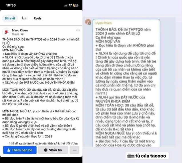 Nửa đêm, mạng xã hội đồn đoán vô căn cứ 'lộ đề' thi tốt nghiệp THPT 2024- Ảnh 1.