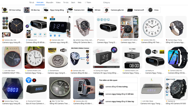 Chỉ tính riêng dạng đồng hồ, có hàng trăm mẫu camera quay lén khác nhau đang được bán công khai trên mạng