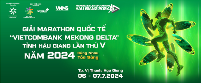 Banner giới thiệu giải Marathon quốc tế Vietcombank Mekong Delta Hậu Giang lần 5. ẢNH: NGUYỄN BẢY