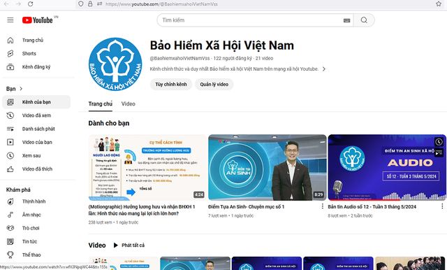 BHXH Việt Nam mở kênh thông tin trên YouTube- Ảnh 1.