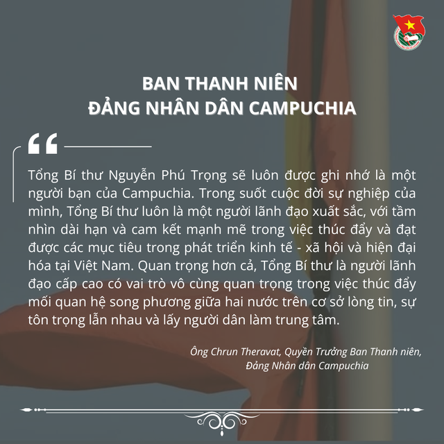 15 tổ chức thanh niên thế giới chia buồn Tổng Bí thư Nguyễn Phú Trọng từ trần- Ảnh 3.