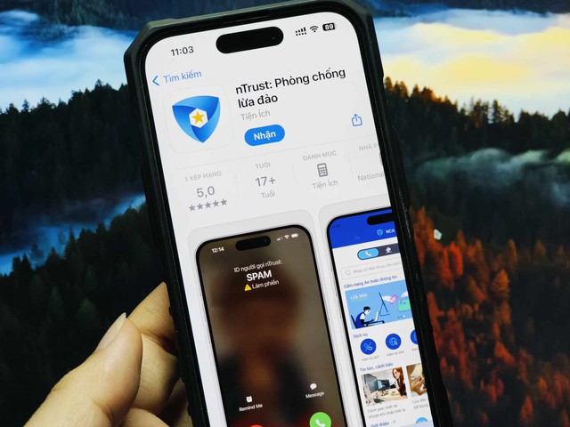 Người dùng smartphone có thể tìm kiếm phần mềm chống lừa đảo bằng từ khóa &quot;nTrust&quot; trên các kho ứng dụng của điện thoại