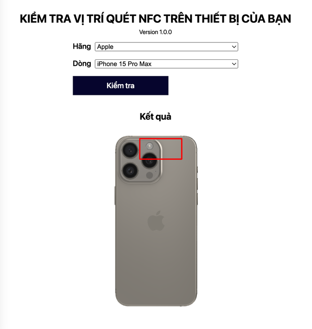 Vị trí có thể quét NFC trên máy iPhone 15 Pro Max