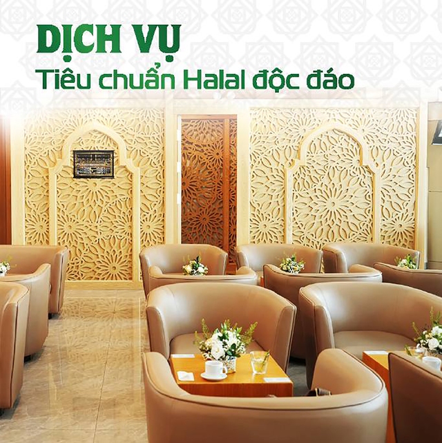 Jasmine Halal Lounge sở hữu không gian ấm áp, trang nhã, lấy cảm hứng từ nghệ thuật trang trí Arabian