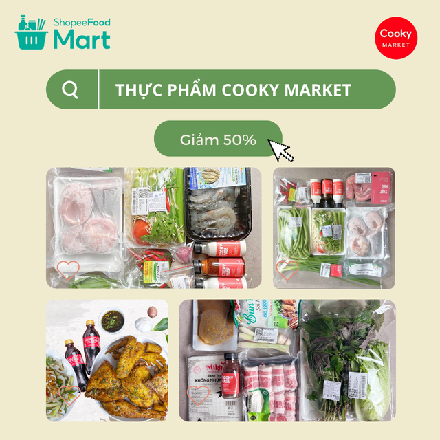 Đại tiệc món ngon giảm đến 50% đang diễn ra tại gian hàng của Cooky Market trên ShopeeFood Mart