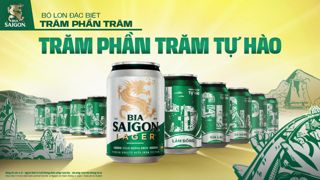 Các tỉnh miền Trung xuất hiện trên lon bia 'Trăm Phần Trăm' của Bia Saigon Lager- Ảnh 1.