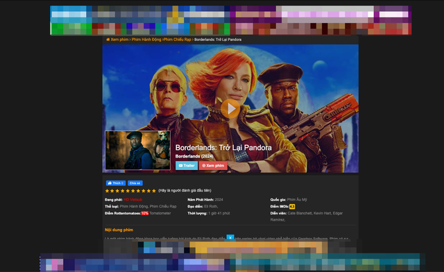 Quảng cáo cờ bạc, cá độ hiện đầy trên một website phim lậu khá "nổi tiếng" ở VIệt Nam