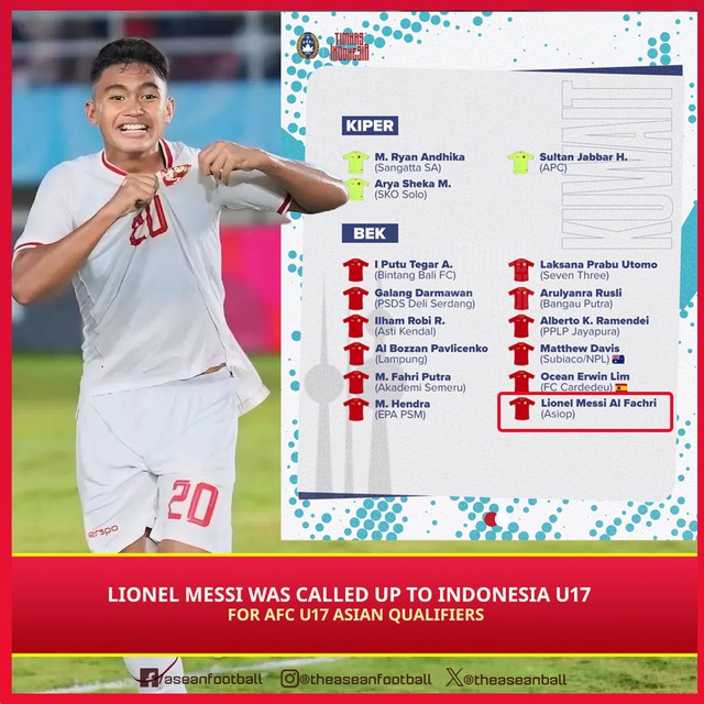 Indonesia triệu tập cầu thủ có tên Lionel Messi vào đội U.16- Ảnh 1.