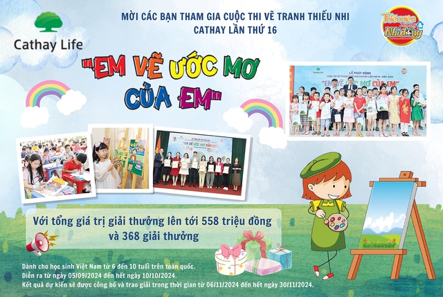 Cathay Việt Nam phối hợp với Báo Thiếu niên Tiền phong và Nhi đồng chính thức phát động cuộc thi &quot;Em vẽ ước mơ của em&quot; lần thứ 16 với nhiều giải thưởng hấp dẫn