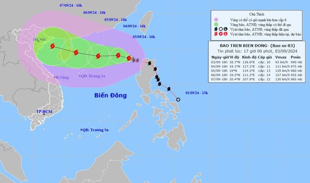 Bão số 3 tăng cấp 'khủng', hướng về vịnh Bắc bộ- Ảnh 1.