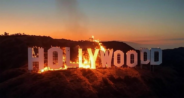 Thật hư bức ảnh bảng hiệu Hollywood bị cháy- Ảnh 1.