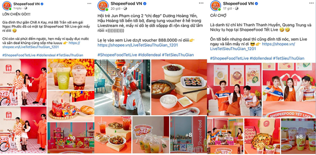 Trước thềm livestream, các post &quot;nhá hàng&quot; trên fanpage ShopeeFood thu về lượt tương tác khủng, cho thấy độ nóng của dàn sao tham gia livestream cùng chuỗi ưu đãi giảm độc quyền