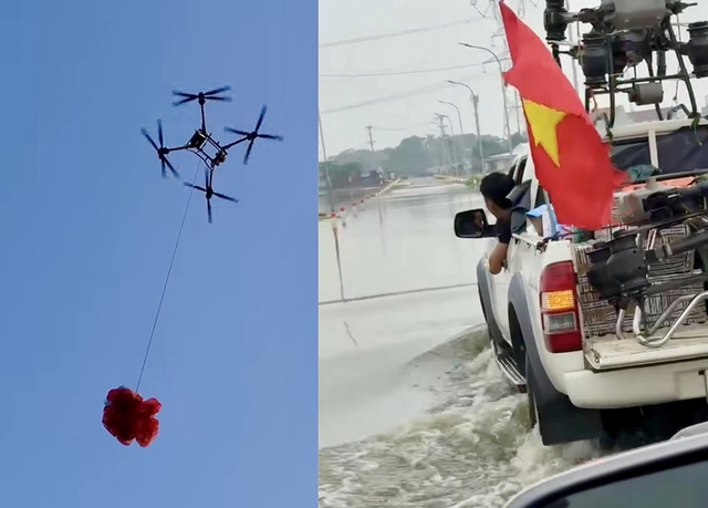 Nhóm phi công drone tiếp tế vùng lũ - Ảnh 2.
