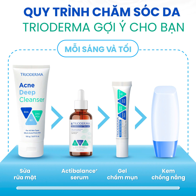 Trioderma gợi &yacute; chu tr&igrave;nh chăm s&oacute;c da mụn to&agrave;n diện, chuẩn y khoa tại nh&agrave; - Ảnh 2.