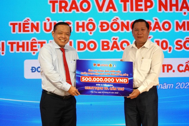 Trường ĐH Nam Cần Thơ quyên góp 500 triệu đồng giúp đỡ đồng bào vùng bão, lũ - Ảnh 1.
