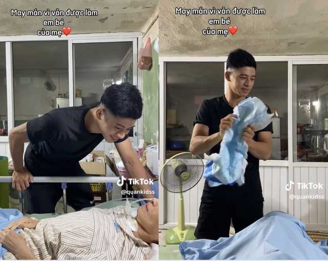 Chuyện về chàng trai chăm mẹ bệnh , lòng hiếu thảo gây xúc động mạng xã hội - Ảnh 1. Chuyện về chàng trai chăm mẹ bệnh , lòng hiếu thảo gây xúc động mạng xã hội - Ảnh 1.