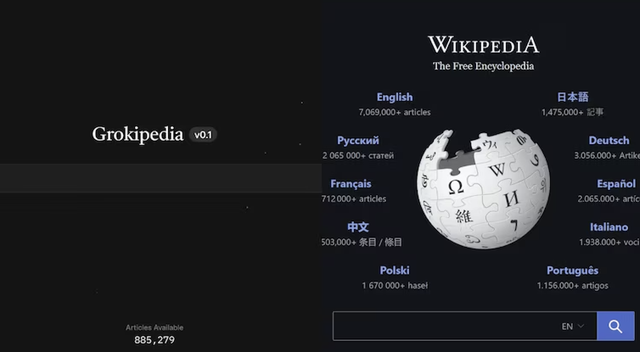 Trang chủ Grokipedia có thiết kế tối giản hơn nhiều so với Wikipedia Trang chủ Grokipedia có thiết kế tối giản hơn nhiều so với Wikipedia