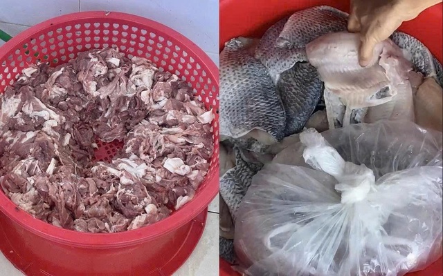 Thịt cá bốc mùi, chảo dầu 'đen kịt' trong bếp ăn trường học - Ảnh 2.