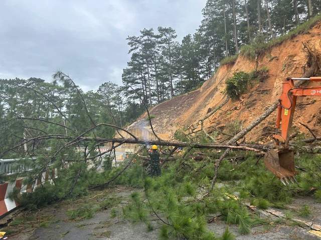 Hiện trường sạt lở đèo D'Ran. ẢNH: L.V Hiện trường sạt lở đèo D'Ran