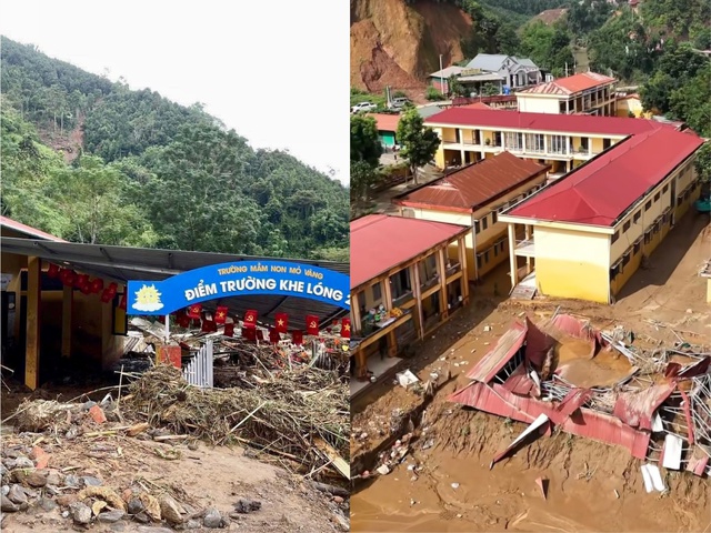 Học sinh dọn bùn non và nhặt sách vở sau lũ tại trường THCS Mỏ Vàng - Ảnh 2.