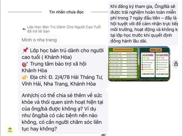 Khánh Hòa cảnh báo giả mạo lớp học bán trú cho người cao tuổi - Ảnh 1.