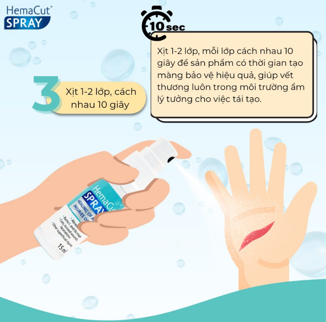 Hướng dẫn sử dụng chai xịt vết thương Hemacut Spray gi&uacute;p mau l&agrave;nh v&agrave; ngăn ngừa sẹo- Ảnh 8.
