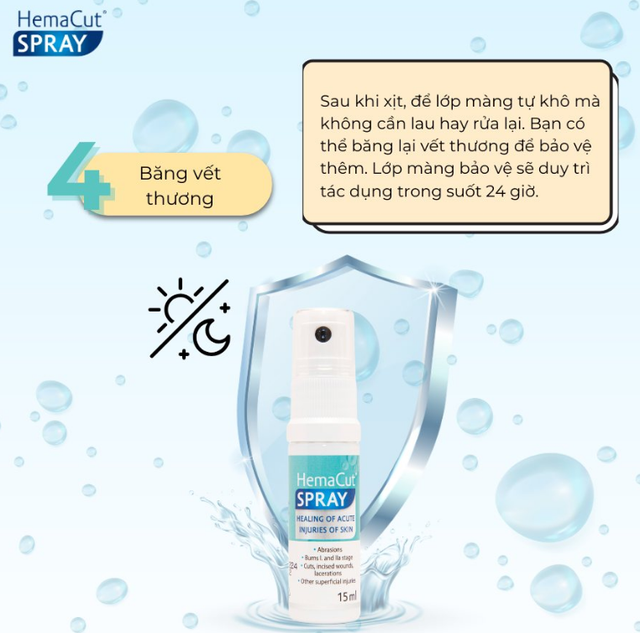Hướng dẫn sử dụng chai xịt vết thương Hemacut Spray gi&uacute;p mau l&agrave;nh v&agrave; ngăn ngừa sẹo- Ảnh 9.