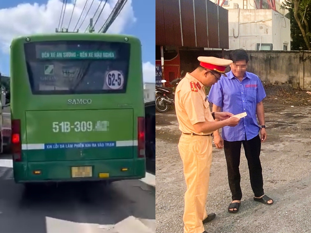 Sợ trễ giờ, tài xế xe buýt đi kiểu 'nửa vời' bị CSGT phạt 7 triệu - Ảnh 1.