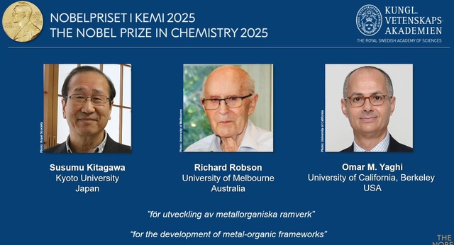 Nobel Hóa học 2025 vinh danh công trình…