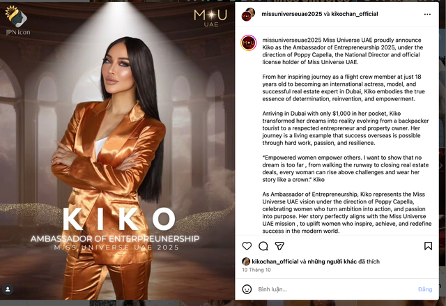 Mỹ nhân Việt thi Miss Universe UAE 2025, hơn 5 triệu người theo dõi Instagram là ai? - Ảnh 3. Mỹ nhân Việt thi Miss Universe UAE 2025, hơn 5 triệu người theo dõi Instagram là ai? - Ảnh 3.