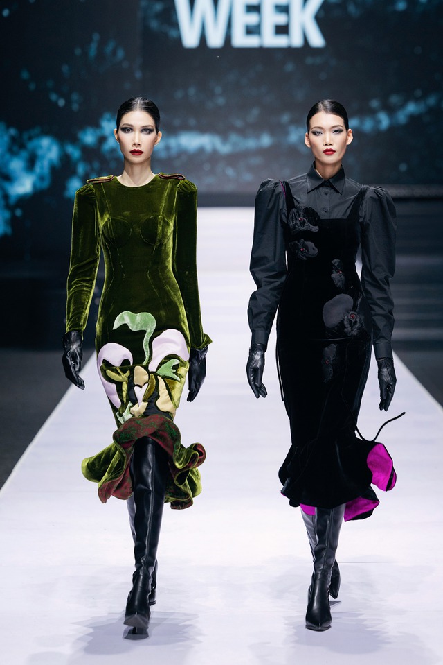 Vu Viet Ha និង Ha Linh Thu បានធ្វើឱ្យមានការចាប់អារម្មណ៍លើការដើរបង្ហាញម៉ូដក្នុងសប្តាហ៍ - រូបថត 13 ។