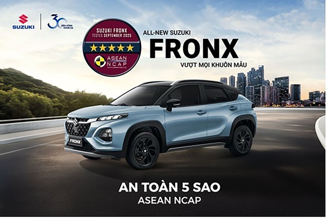 Suzuki Fronx đạt chuẩn 5 sao ASEAN NCAP, dẫn đầu ph&acirc;n kh&uacute;c về c&ocirc;ng nghệ an to&agrave;n - Ảnh 1.