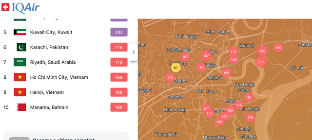 Không khí lạnh tăng cường ở Nam bộ, ô nhiễm tại TP.HCM gia tăng
- Ảnh 2. Không khí lạnh tăng cường ở Nam bộ, ô nhiễm tại TP.HCM gia tăng
- Ảnh 2.