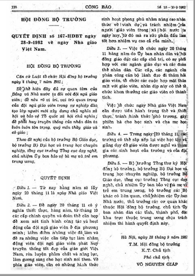 Ai đã ký quyết định ngày 20.11 là ngày nhà giáo Việt Nam? - Ảnh 1.