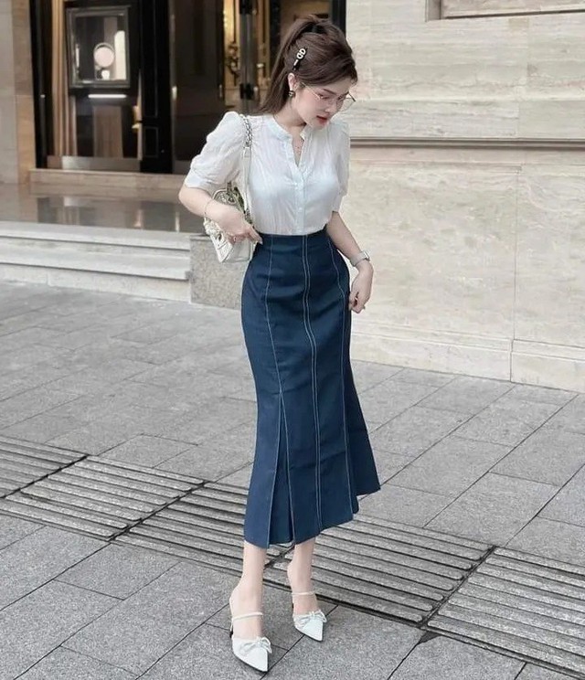 Chân váy đuôi cá denim bắt trọn từng khoảnh khắc thanh lịch - Ảnh 7.