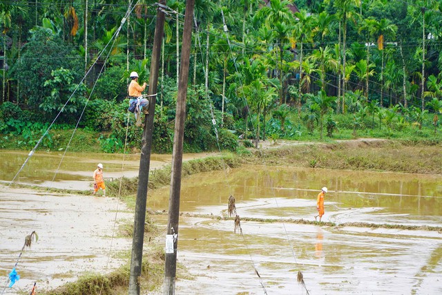 PC Quảng Ng&atilde;i nỗ lực khắc phục lưới điện sau lũ  - Ảnh 1.